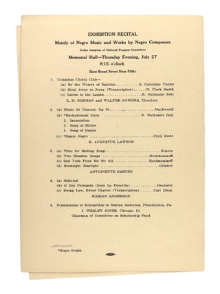 Music Festival Program: Fourth Annual Convention of the National Association of Negro Musicians