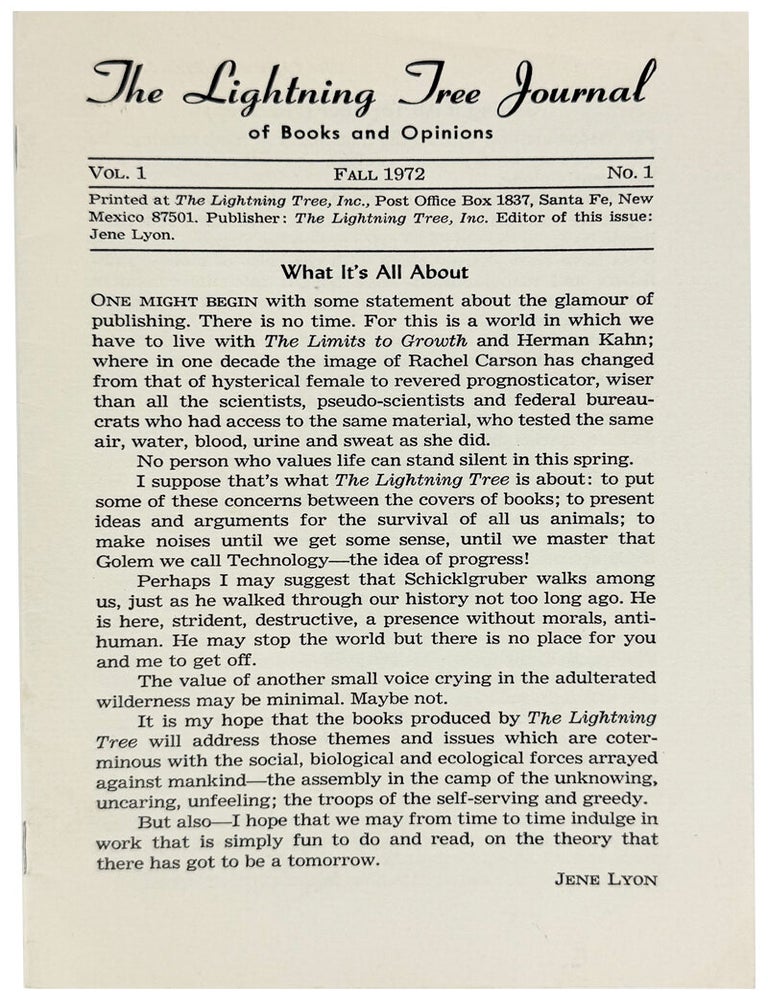The Lightning Tree Journal of Books and Opinions: Vol. 1, No. 1 | Jene ...