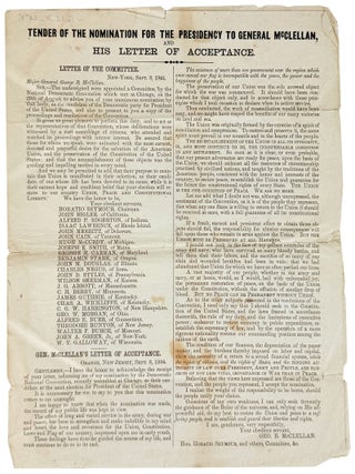 Item #48076 Tender of the Nomination for the Presidency to General McClellan, and His Letter of...