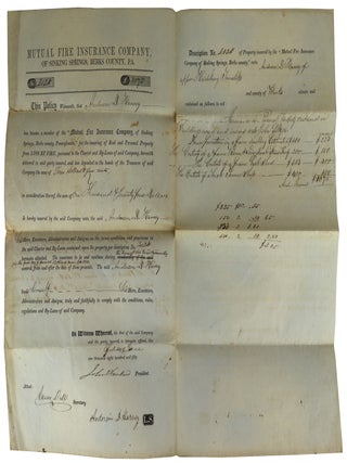 Fire Insurance Policy of Anderson D. Harvey with the Mutual Fire Insurance Company
