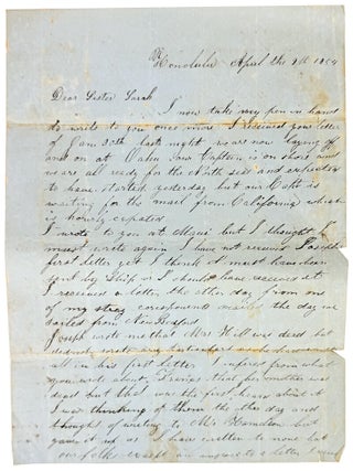 Item #48560 Autograph Letter from a New Bedford Whaleman in Honolulu to His Sister Sarah. Anonymous