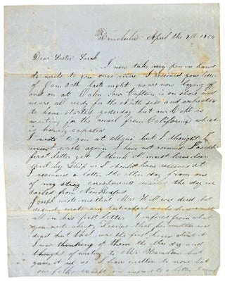 Item #48560 Autograph Letter from a New Bedford Whaleman in Honolulu to His Sister Sarah. Anonymous