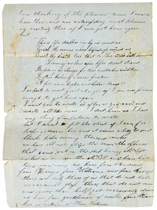 Autograph Letter from a New Bedford Whaleman in Honolulu to His Sister Sarah