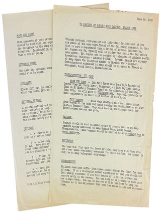 Archive of Correspondence while a camper at Camp Bonnie Dune, Cape Cod, 1932-34