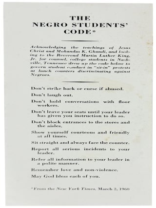 The Negro Students' Code [with original mailing envelope