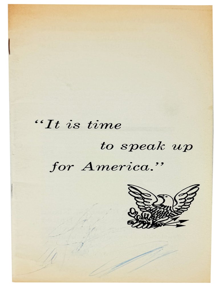 Item #49519 "It Is Time to Speak Up for America" [cover title]. Richard Nixon.