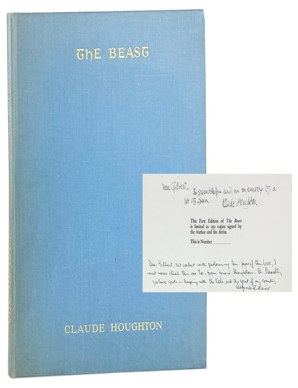Item #49769 The Beast [Limited Edition, Inscribed and Signed by Houghton and Kerr with Original Watercolor]. Claude Houghton, Alfred E. Kerr.