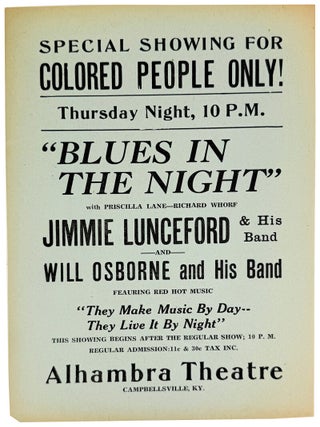 Item #49784 [Drop Title] Special Showing for Colored People Only! Kentucky - Jim Crow