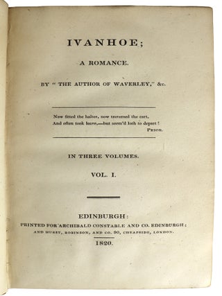 Ivanhoe; a Romance [Three Volume Set]