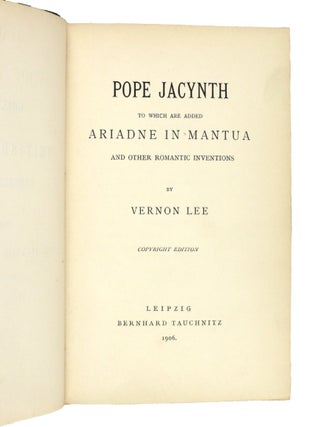 Pope Jacynth; to Which Are Added Ariadne in Mantua and Other Romantic Inventions