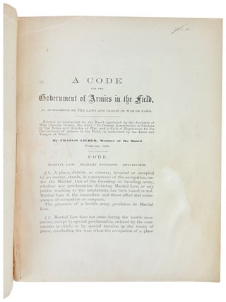 A Code for the Government of Armies in the Field
