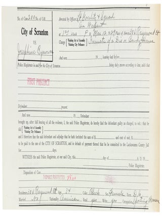 Collection of 48 Police Magistrate Court Forms of Madams, Sex Workers, and their Johns