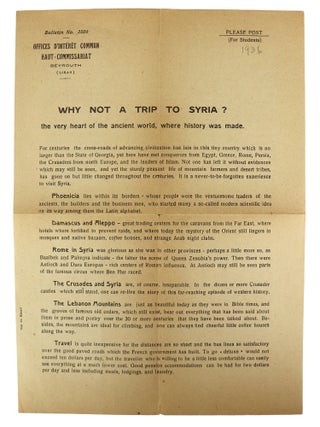 Drop title] Why Not a Trip to Syria?