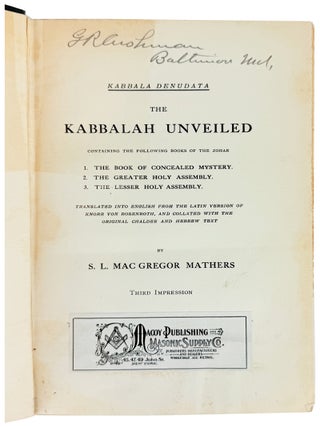 Kabbala Denudata: The Kabbalah Unveiled