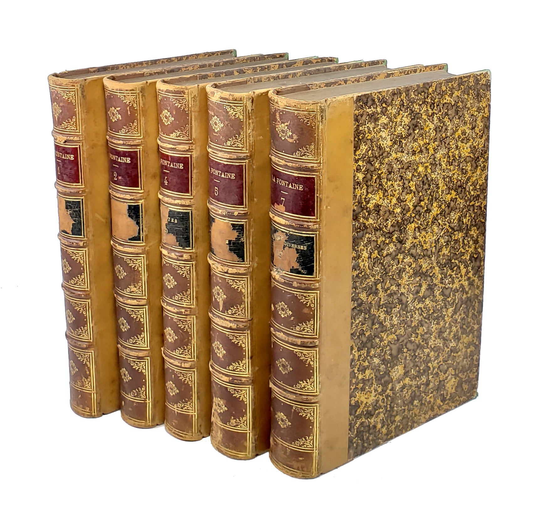 Oeuvres Completes de La Fontaine Partial set - Vols 1, 2, 4, 5, & 7 by Jean  de La Fontaine, M. Louis Moland, ed on Capitol Hill Books