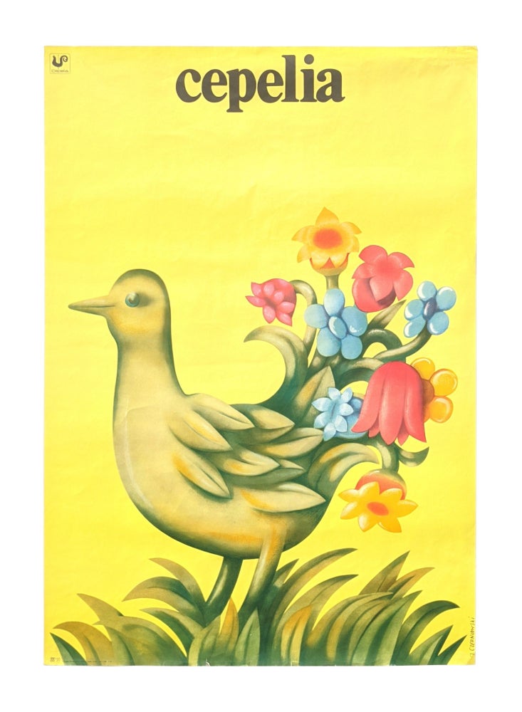 Item #6167 Publicity for Cepelia - Cepelia logo bird with tail feathers turning into flowers. Jerzy Czerniawski.