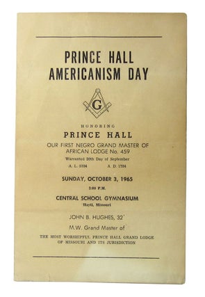 Item #6293 [Ephemera: Program] Prince Hall Americanism Day Honoring Prince Hall, Our First Negro...
