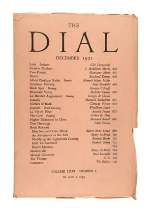 Item #7123 The Dial, December 1921, Volume LXXI, Number 6 [featuring Black Spot by O'Keeffe]....