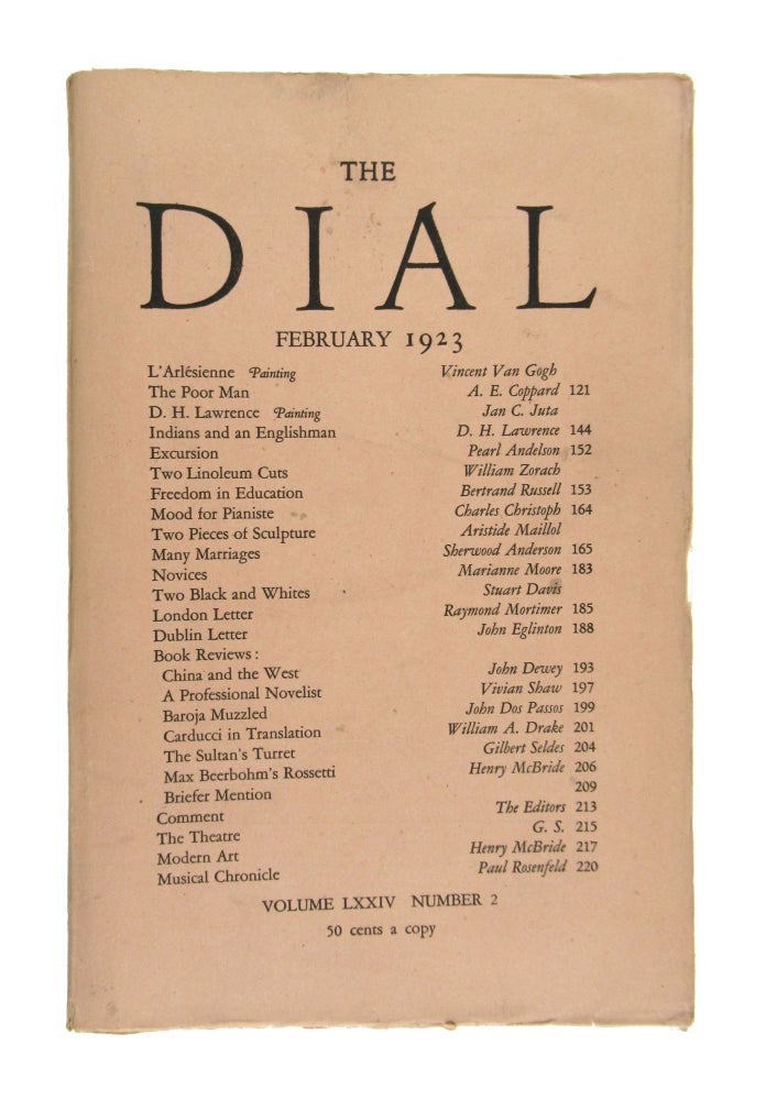 Item #7135 The Dial, February 1923, Volume LXXIV, Number 2. Scofield Thayer, Gilbert Seldes, ed.
