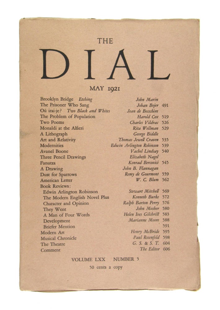Item #7151 The Dial, May 1921, Volume LXX Number 5. Scofield Thayer, Gilbert Seldes, ed.