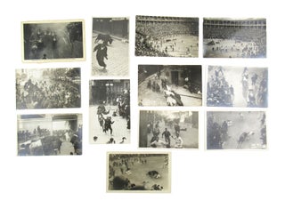 Item #7394 Collection of Twelve Real Photo Postcards of the Running of the Bulls in Spain. J....