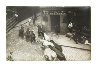 Collection of Twelve Real Photo Postcards of the Running of the Bulls in Spain