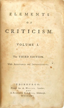 Elements of Criticism, Volume I [William Safire copy]