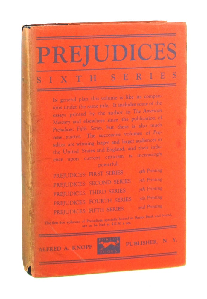 Item #8972 Prejudices: Sixth Series. H L. Mencken.